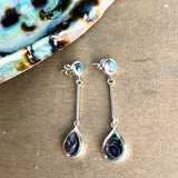 Long Abalone Droplet Stud Earrings