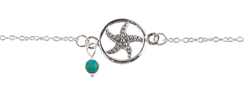 Starfish Charm Silver Anklet