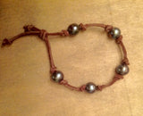 Pearls and Leather Bracelet