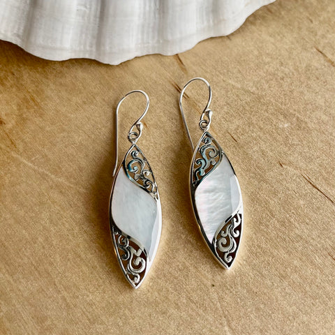 MOP Scroll Leaf Earrings