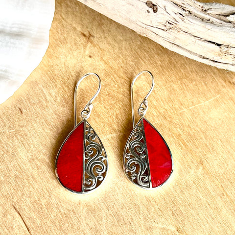 Half Leaf Coral Earrings