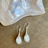Tulip Silver Top Pearl Earrings