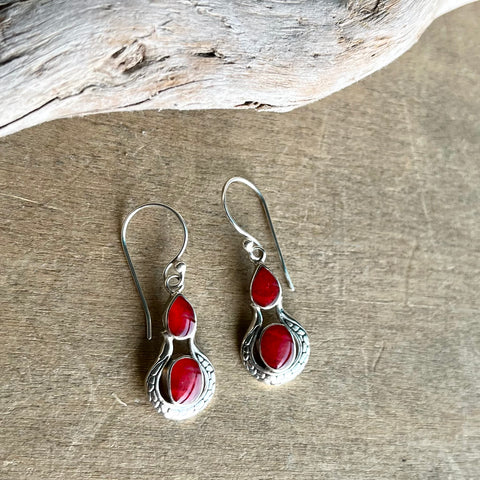 Red Coral Rain Earrings