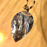 Peacock Abalone Silver Necklace