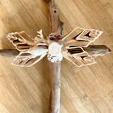 Driftwood Coral & Seashell Cross