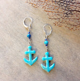 Blue Anchor Earrings