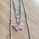 Pink Shell Butterfly Necklace