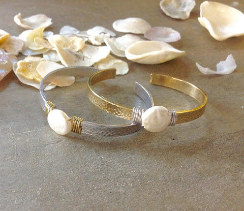 Wire Pearl Cuff Bracelet