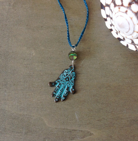 Patina Hamsa Hand Necklace