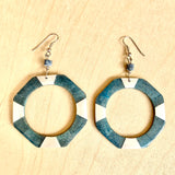Blue Coral Hoop Earrings