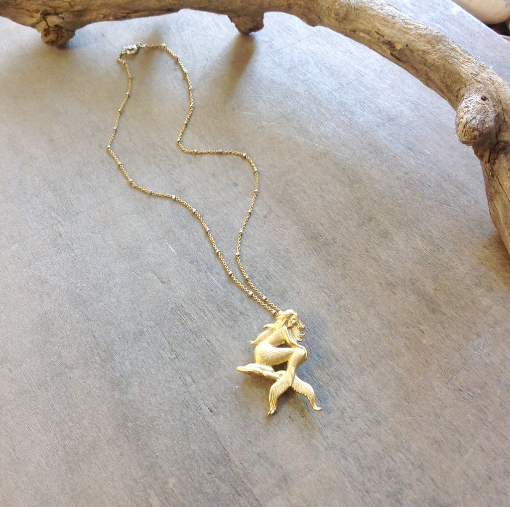 Mermaid Charm Gold Necklace