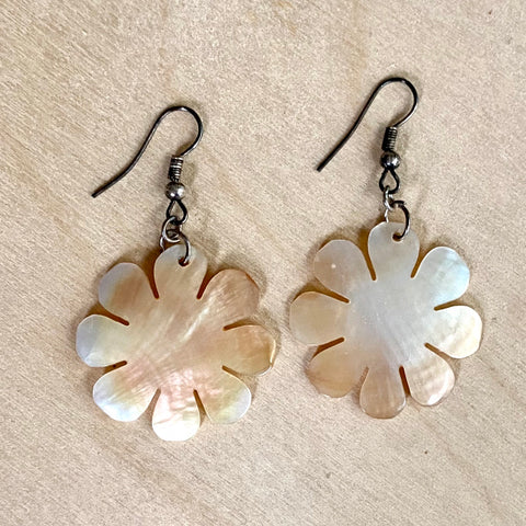 Yellow Shell Flower Earrings