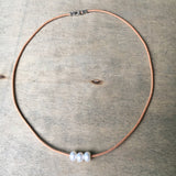 Single Pearl and Leather Necklace