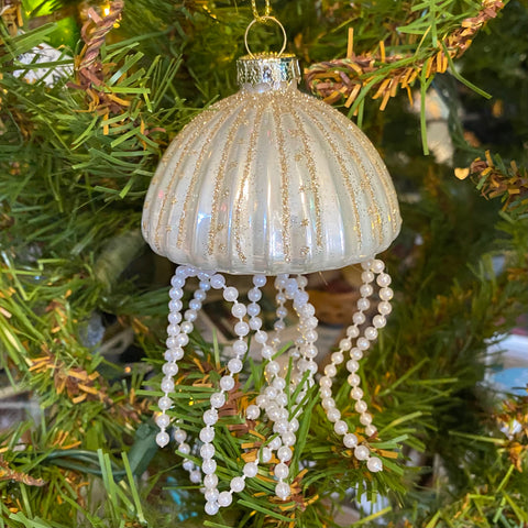 Pearl Jellyfish Glass Ornament