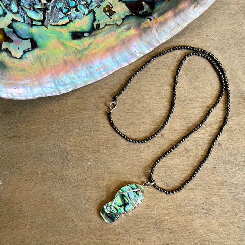 Abalone Flip Flop Hematite Necklace