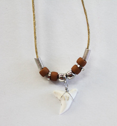 Tan Cord Shark Tooth Necklace