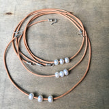 Single Pearl and Leather Necklace