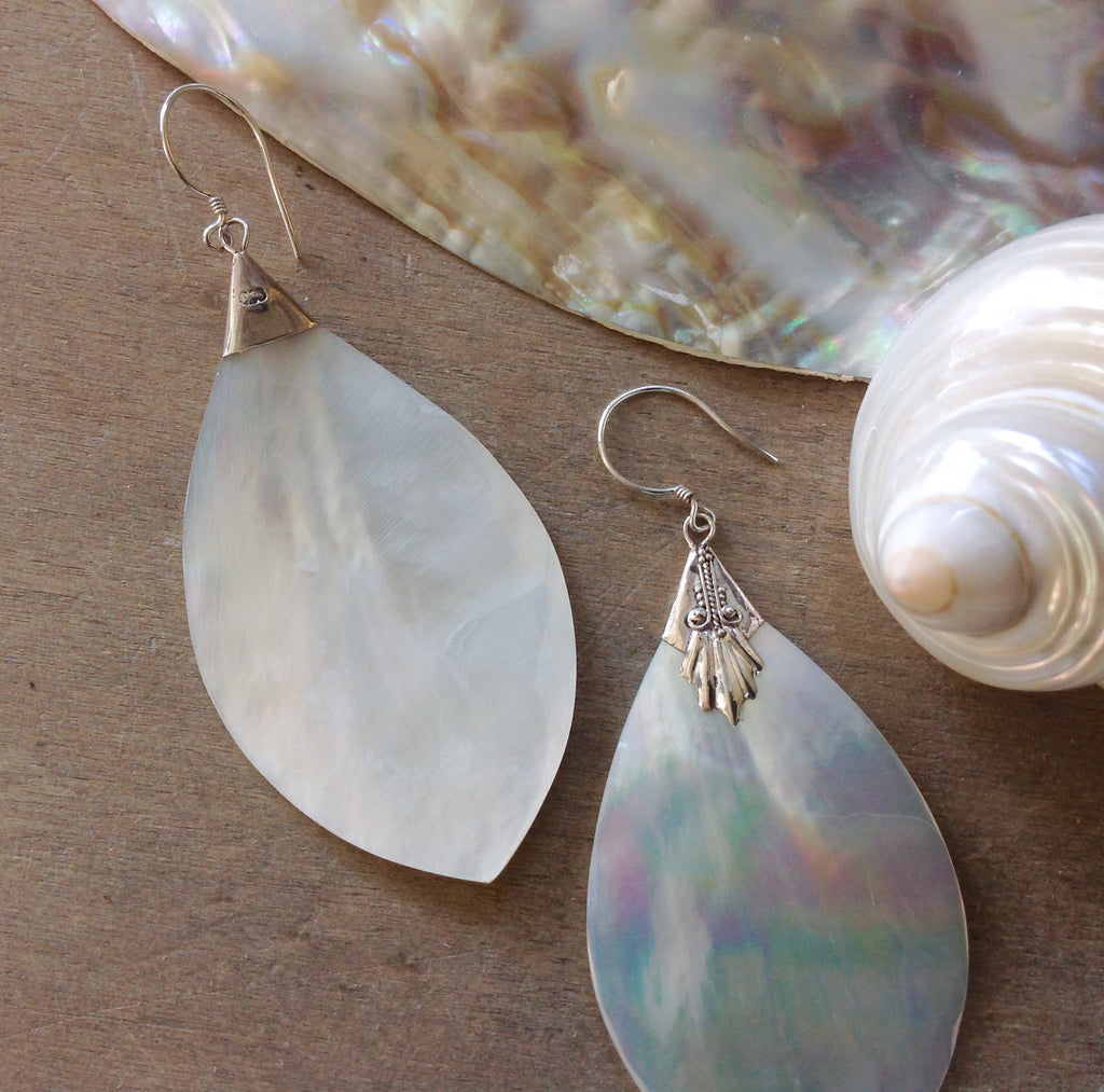 Mother of best sale pearl leaf earrings