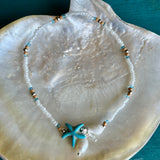 Starfish Howlite Pearl Anklet