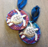 Raku Pottery Medallion Ornaments