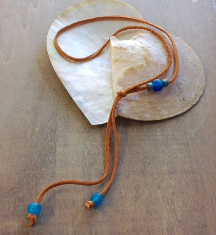 Sea Glass Leather Lasso Necklace