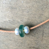 Single Pearl and Leather Necklace