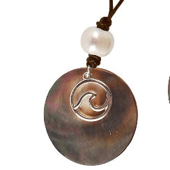 MOP Wave Disk Necklace