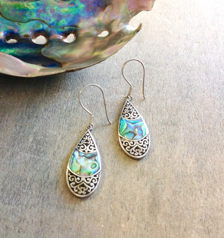 Stylized Tear Drop Filigree Earrings