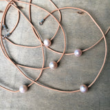 Single Pearl and Leather Necklace