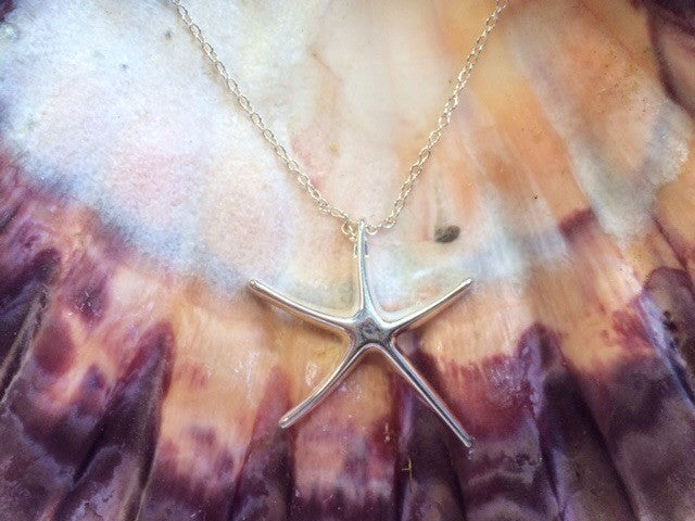 Silver Burst Starfish Necklace