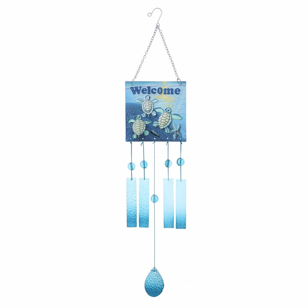 Sea Turtles Welcome Glass Chime