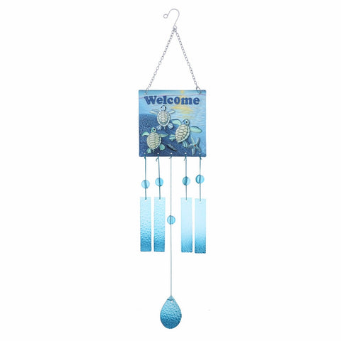 Sea Turtles Welcome Glass Chime