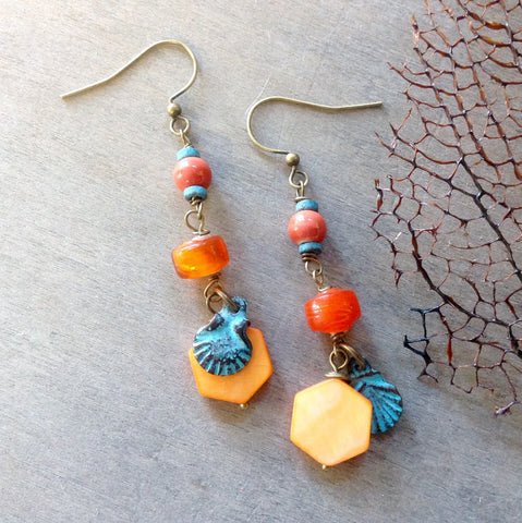 Scallop Clam Charm Earrings