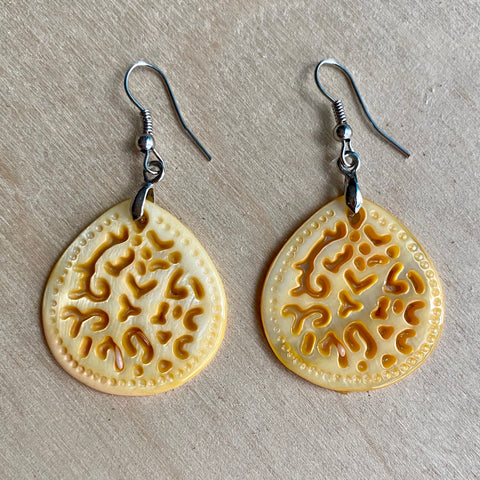 MOP Shell Carved Earrings