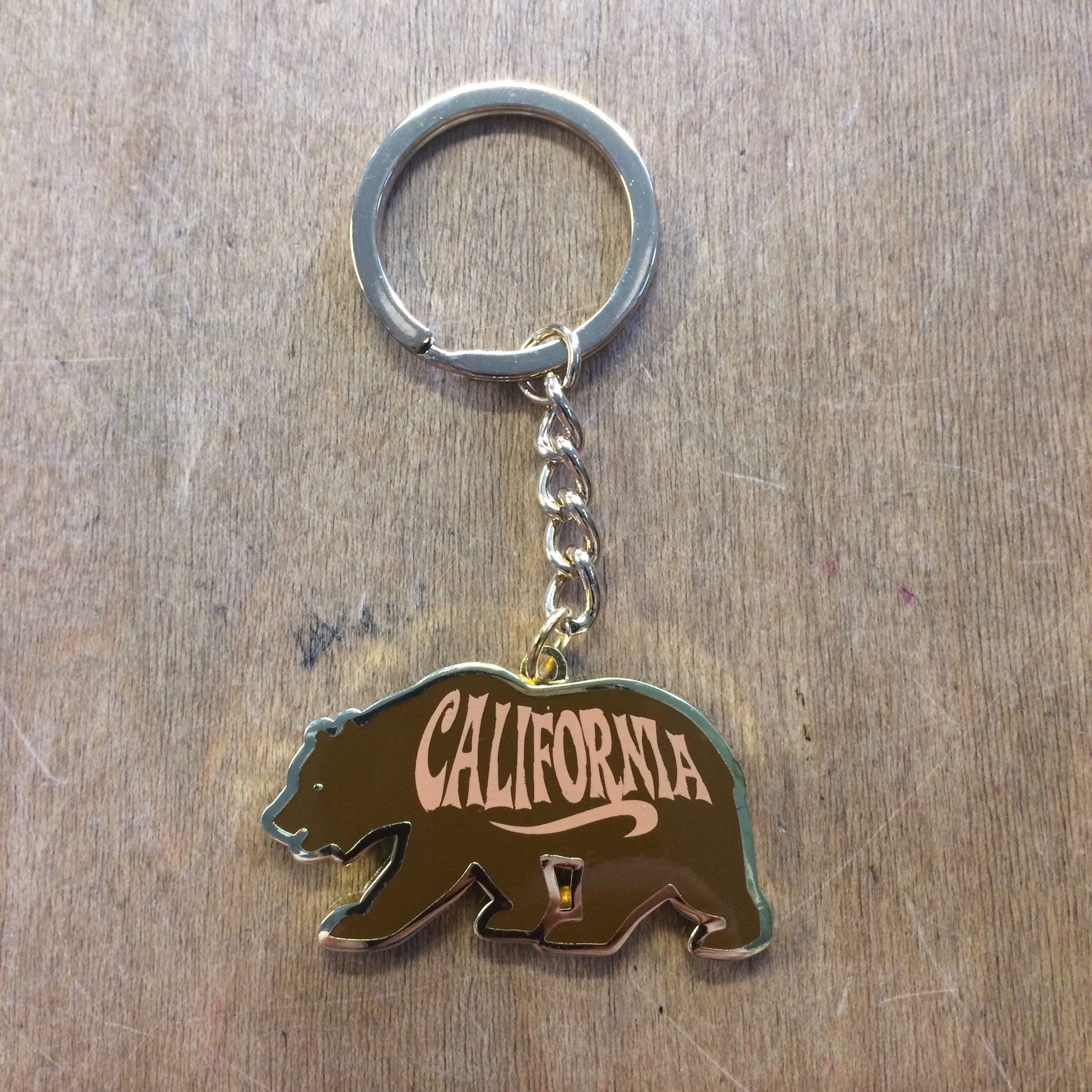 California Bear State Shape Metal Keychain