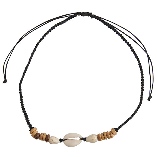 Cowrie Wood Bead Macrame Necklace – Sea Things Ventura