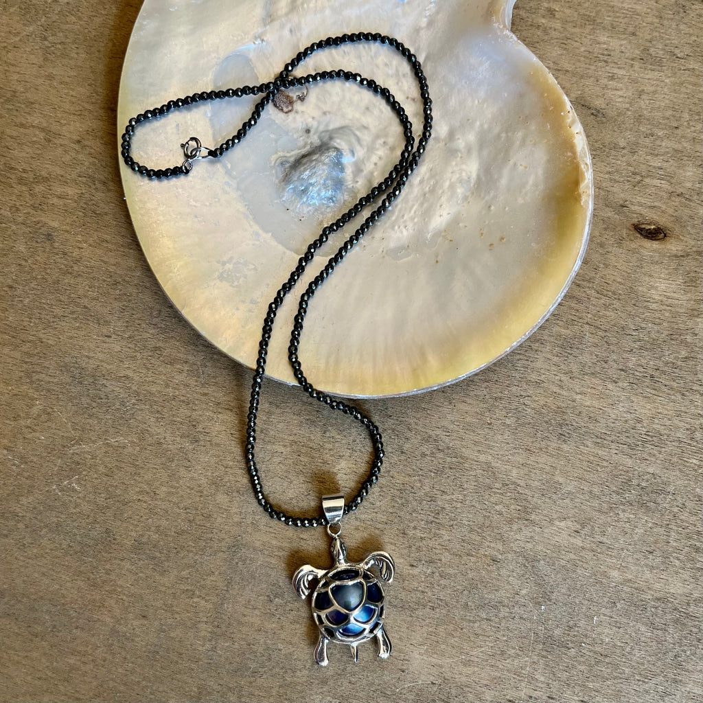 Sea Turtle Pearl Hematite Necklace