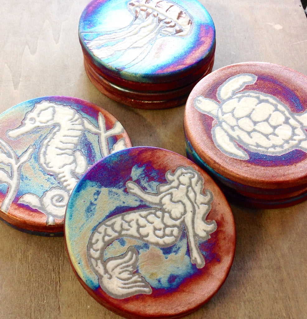 Hawaiian Coaster Set  Round Ceramic Lava Raku Honu Sea Turtle – Hawaiian  Import Authentic Gifts