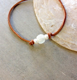 Seaglass & Pearls Leather Bracelet