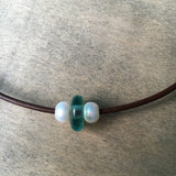 Single Pearl and Leather Necklace