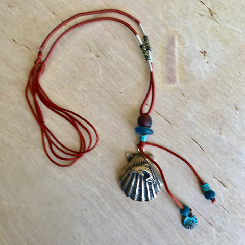 Shell Dolphin Silk Necklace