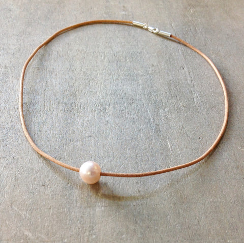 Leather Pearl Choker