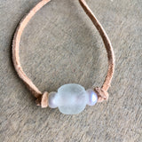Seaglass & Pearls Leather Bracelet