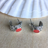 Red Coral Inlay Stud Earrings