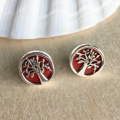 Red Coral Tree Earrings