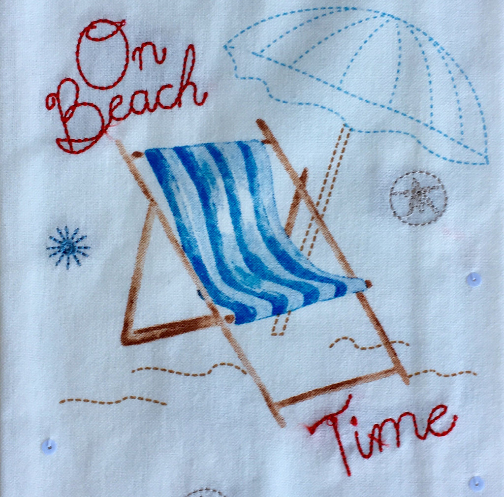 Beach Time Stitched Sequin Towel