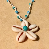 Blue Daisy Shell Necklace